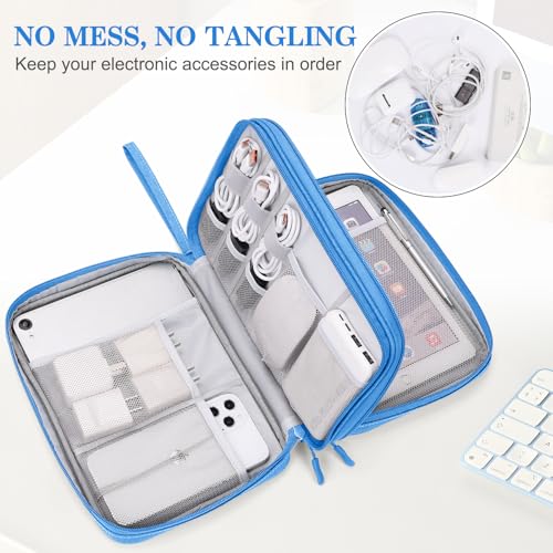FYY Electronic Organizer, Travel Tech Pouch Bag, Extra Large, Cyan - color: Cyan, size: 10.8 x 8 x 3.15 inches