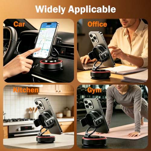 for Magsafe Car Mount, Magnetic Clip 2-in-1, Vacuum Gel Suction Cup