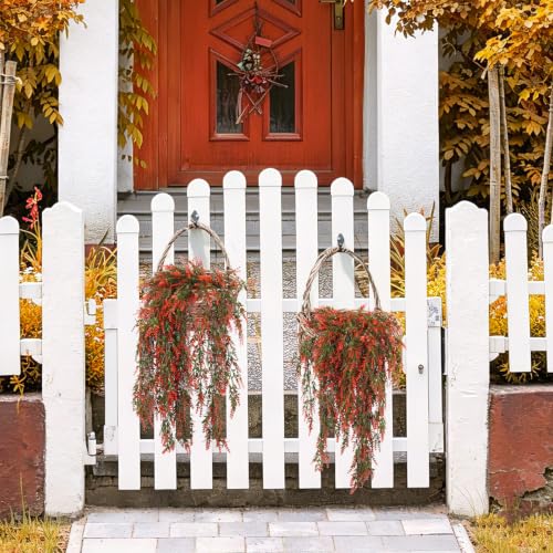 RECUTMS 4 Pcs Artificial Fall Lavender Hanging Plants 30.3 Inch, Fake Fall Baskets UV Resistant Plastic Greenery for Outdoor Home Room Farmhouse Front Porch Wedding Party Thanksgiving Day Indoor Decor | Fake Fall Baskets, UV Resistant Plastic Greenery, Ou