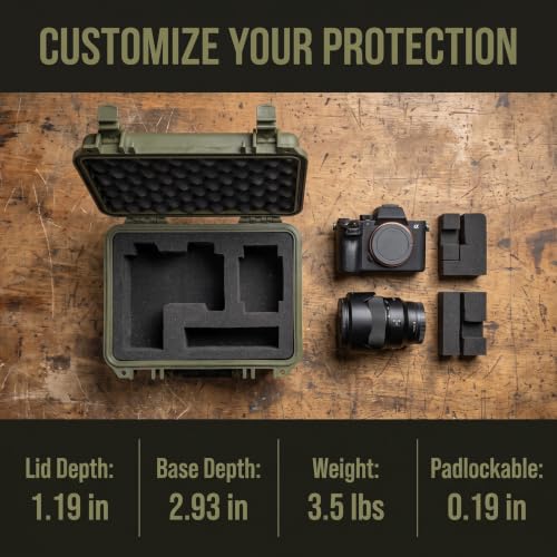MEIJIA Portable All Weather IP67 Waterproof Protective Case,Hard Camera Case,Dry Case with Customizable Foam,Fit Use Of Drones,Camera,Equipments,10.62 x9.68x4.87inches - color: Green