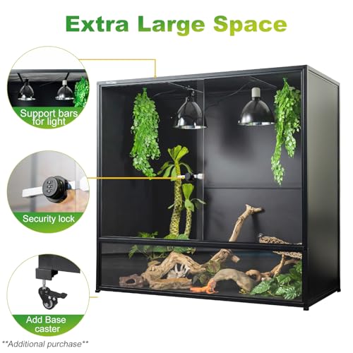 Reptile Tank 230 Gallon, 48"x24"x46" Large Reptile Enclosure for Bearded Dragon and Ball Python, Extra Tall Snake Terrarium with Front Opening Tempered Glass Door, Combination Lock - size: 48"x24"x46" (230 Gallon)