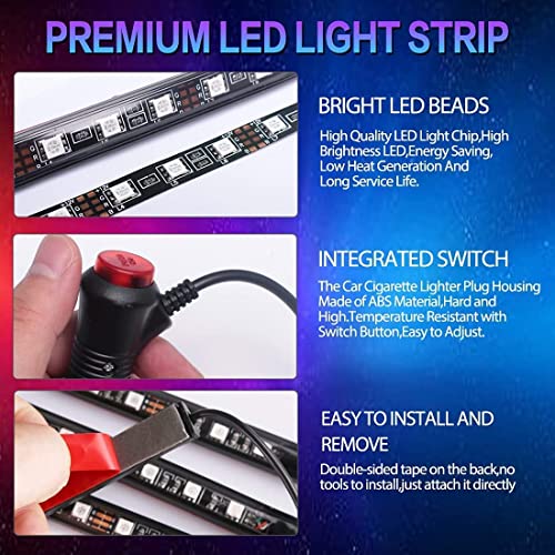 4PCS 48 LED Car Interior Lights, RGB Under Dash Lighting Kit - color: Multi-Color 48 Lights