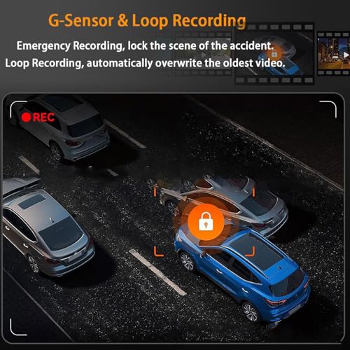 Dash Cam for Cars, 360 Degree View with 3.16 Inch Screen 170 Degree Wide Angle 4 Lenses G Sensor Loop Recording 24H Parking Mode, for Family Taxi Fleet Vehicles