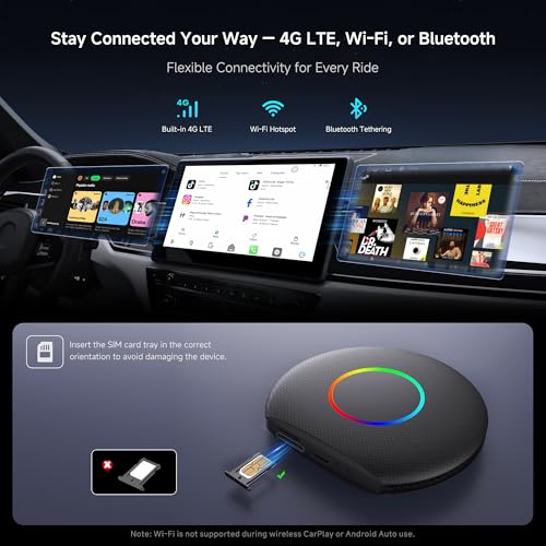 Wireless CarPlay&Android Auto Adapter Magic AI Box with 4G LTE - color: Yellow