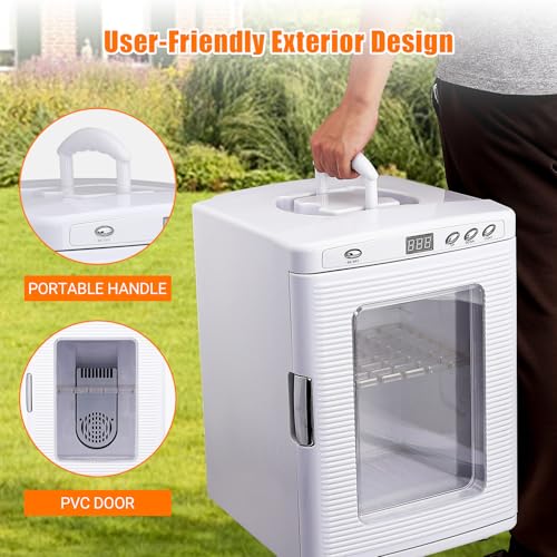 White 25L Reptile Incubator, Science Lab Incubator, Small Egg Hatching, 5-60℃ Cooling & Heating, AC/DC Dual Power, Portable for Home/Lab/Vehicle