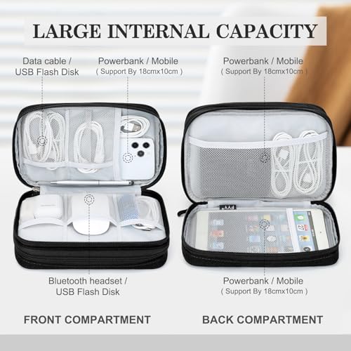 FYY Electronic Organizer, Travel Tech Pouch Bag, Large, Black - color: Black, size: 9.1 x 5.9 x 3.15 inches