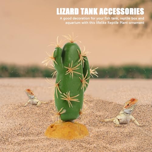 Artificial Reptile Terrarium Plants with Cactus Design, Simulation Habitat Decor for Lizard and Amphibian Tanks, Fake Plastic Plant for Reptile Habitat Accessories