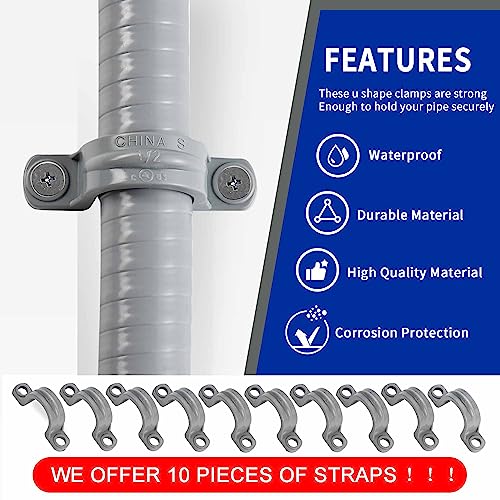 (1/2" Dia * 100 Feet) Yariwiz Flexible Electrical Conduit Liquid Tight PVC Conduit Kit with 5 PCS Coupling, 3 PCS Elbow and 10 PCS Strap, Sealtight Seal Flex Liquidtight Wire Outdoor Non Metallic Grey - style: 1/2"-100ft Kit-Grey
