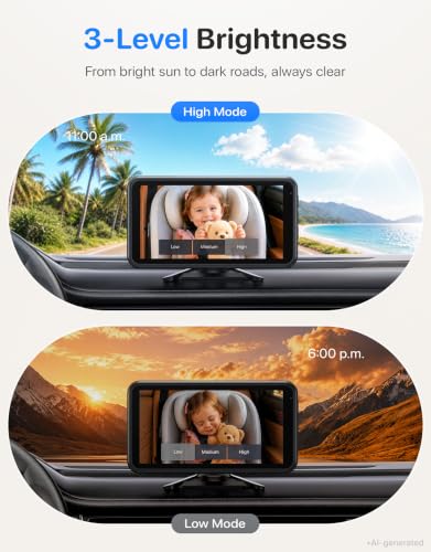 LUCKVIEW Dual Baby Car Camera, HD1080P Spilt Screen for 2 Kids - color: Blue