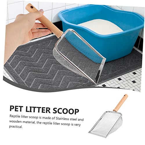 POPETPOP 3pcs Reptile Litter Scoop Cleaning Tool for Reptile Waste Litter Shovel with Wooden Handle for Turtles Lizards Pets Easy to Use