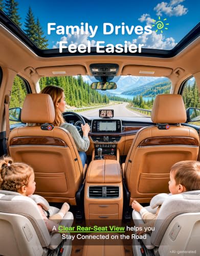 LUCKVIEW Dual Baby Car Camera, HD1080P Spilt Screen for 2 Kids - color: Blue