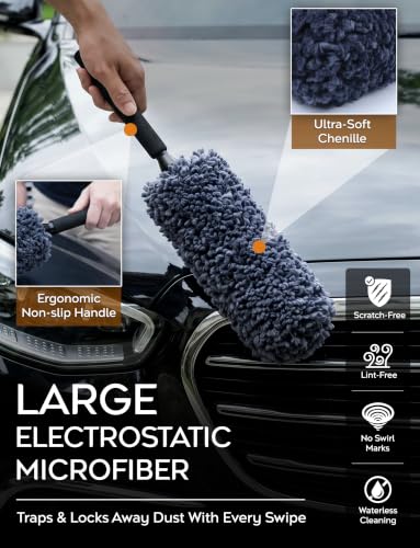 TAKAVU Car Duster Kit, Ultra Soft Microfiber, Lint & Scratch Free - size: Microfiber Soft Feather