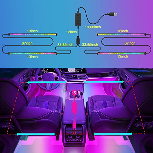 Nilight 4PCS USB Car Interior Lights Dream Color App and Remote Control - color: APP RGBIC Lights
