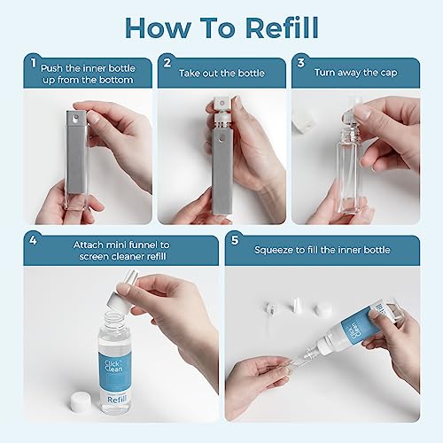 CLICK CLEAN Screen Cleaner Kit, 4 Cleaning Sprays with 4 oz Refill - size: 4 L116T Screen Cleaner Refill Kits