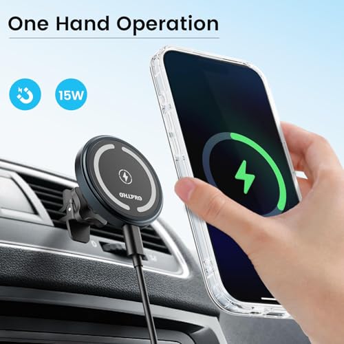 OHLPRO for MagSafe Car Mount iPhone Wireless Car Charger with Adapter - color: Black