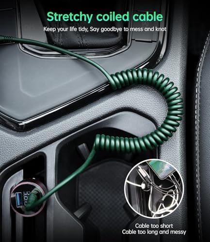 USB to USB C Cable Fast Charging 66W, 2Pack 3ft Coiled USB A to USB C Cable - color: Green, size: 3FT, style: USB A to USB C