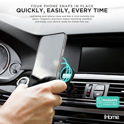 iHome Air Vent Clip Car Mount, 360° Rotation, Secure Fit, Adjustable Grip (Magnetic Air Vent) - style: Magnetic Air Vent