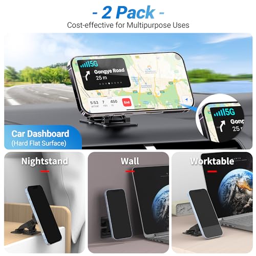 PROfezzion 2-Pack for MagSafe Mount Holder Fits Car Vent Dashboard & Office - style: Car Air Vent + Car Dash (1 + 1)