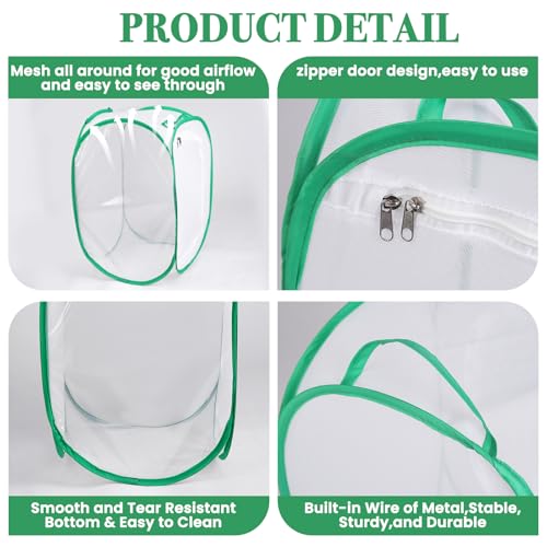 Gardon Mesh Plant Enclosure, Pop-Up Mesh Plant Cover from Pests, Birds, Animals, Plant Netting Cage for Tomato, Fruit, Vegetables, Flowers with Zipper Door 15.7 x 15.7 x 23.6 Inch