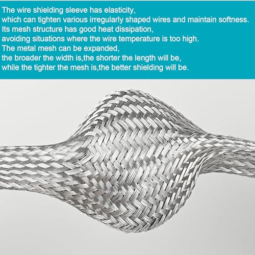 Tinned Copper Braided Cable Shielding Sleeve Metal Wire Loom Sheathing EMI RFI ESD Protector Grounding Mesh Flat Tubular Expandable 3/4" W(0.48" ID)-24FT - size: 3/4"W(0.48"ID)-24FT