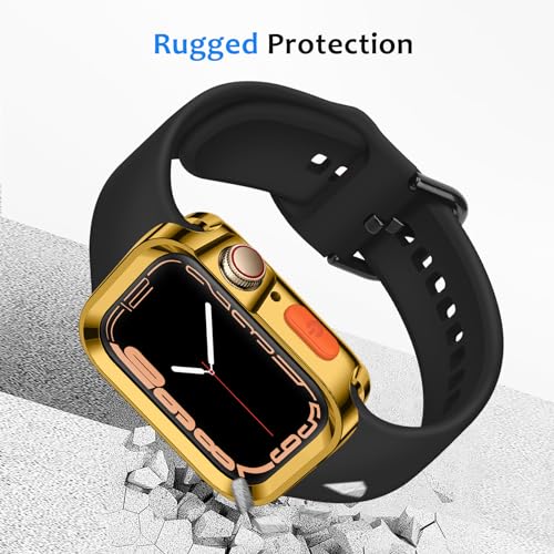 Rugged Case Compatible with Apple Watch Case 41mm 40mm Series 9/8/7/6/5/4/SE3/2/1, Soft Flexible TPU Shockproof Protective Bumper Cover for iWatch 41mm 40mm, Plating Gold - color: Plating Gold, size: 40mm/41mm