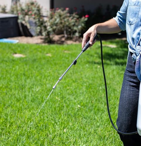 BIRDROCK HOME Garden Sprayer with Battery Powered Pump - Stainless Steel Wand, Rechargeable, Adjustable Spray, & Portable for Lawn, Garden, Plants, and Cleaning - White Translucent Body - 4-Gallon - size: Large