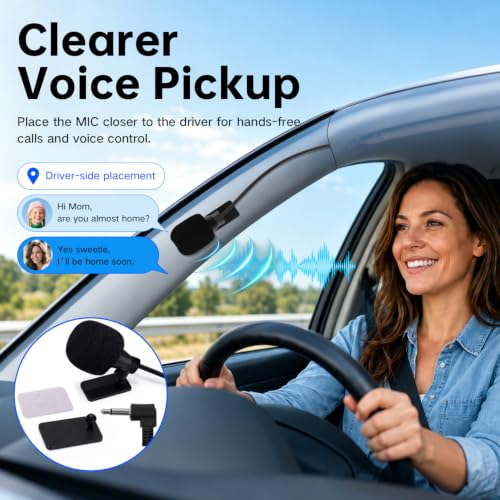 3.5mm External Car Mic with 9.8 ft Cable for Head Unit Clearer Call