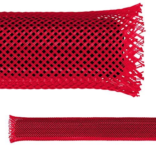 Electriduct 1/8" PET Expandable Braid Sleeving Flame Retardant Flexible Wire Mesh for Cord Management and Cable Protection - 50 Feet - Red - color: Red, size: 0.125 Inch Dia - 50 Feet