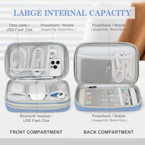 FYY Electronic Organizer, Travel Tech Pouch Bag, Large, Blue Quilted - color: Blue Quilted, size: 9.1 x 5.9 x 3.15 inches