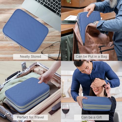 FYY Electronic Organizer, Travel Tech Pouch Bag, Extra Large, Blue Quilted - color: Blue Quilted, size: 10.8 x 8 x 3.15 inches