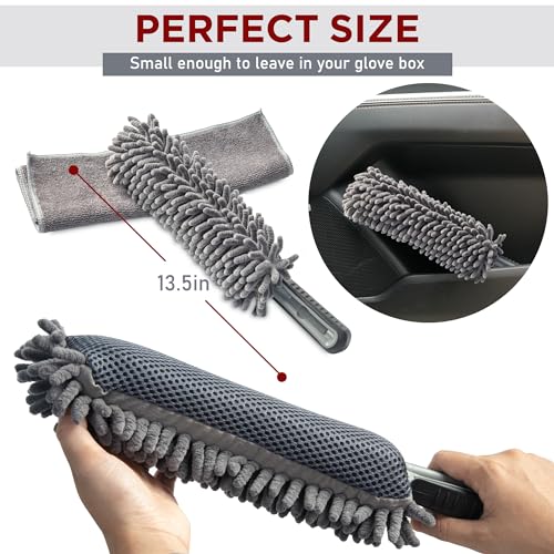 TAKAVU Car Duster Interior, Double-Sided Microfiber, Comfort Handle - size: Microfiber Mesh