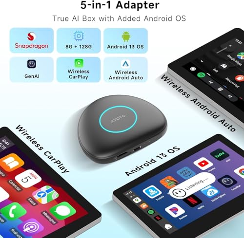Wireless CarPlay&Android Auto Adapter with 4G LTE Magic AI Box - color: Blue