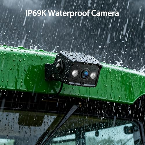 ZEROXCLUB 2 Wired Rear View Backup Camera System, 7" 1080P Monitor IP69K Waterproof Vibration-Proof 10G Reverse Camera, Dual Split Screen for Tractor, Truck, Trailer, Combine, Heavy Equipment, BH702 - size: 7"-2 Cam