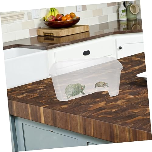Turtle Tank Reptile Box with Basking Platform Durable Plastic Turtle Case for Breeding and Feeding for Tortoises and Frogs Container