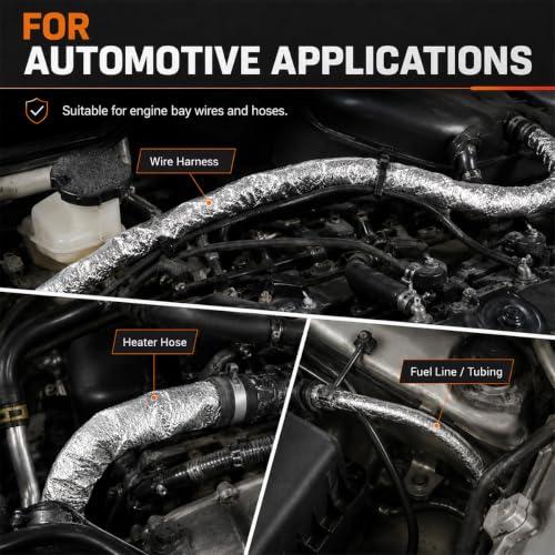 6mm Self Closed Aluminized Heat Shield Sleeve, 39" High Temp Fiberglass Sleeving Hoses Side Entry Protection, Heat Reflective Aluminized Protector for Automotive Exhaust Wire Harnesses - color: 6mm