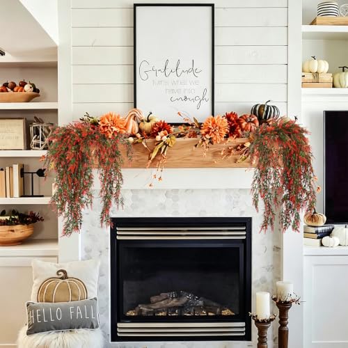 RECUTMS 4 Pcs Artificial Fall Lavender Hanging Plants 30.3 Inch, Fake Fall Baskets UV Resistant Plastic Greenery for Outdoor Home Room Farmhouse Front Porch Wedding Party Thanksgiving Day Indoor Decor | Fake Fall Baskets, UV Resistant Plastic Greenery, Ou