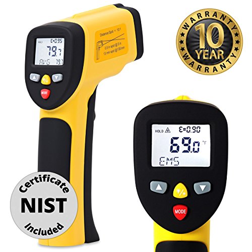 eT1050D Temperature Gun by ennoLogic with NIST Certificate - Dual Laser Non-Contact Infrared Thermometer -58°F to 1202°F - Accurate Digital Surface IR Thermometer (Not for Body Temp) - style: eT1050D w/ NIST Certificate