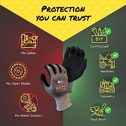 Quest Protective Apparel Cut Resistant Work Gloves (ANSI A1) – Lightweight Gloves for Gardening, DIY, Mechanical & General Handling – Breathable Grip Gloves for Men & Women – Small, Pack of 1 - size: Small, style: Pack of 1