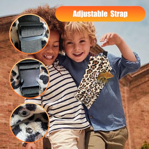 Portable Bearded Dragon Carrier with Leash and Harness Set, Beardie Carrier, Lizard Adjustable Harness with Leather Wings and Sling Bag, Reptile Small Pet Travel Cage - color: Black