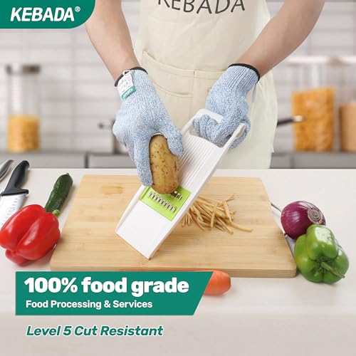 Kebada Cut Resistant Gloves, 100% Food Grade Cutting Gloves, ANSI A4 Level 5 Protection Anti Cut, Glass-Free and Steel-Free, Model C4, 6 Pairs, X-Large - color: Blue(6 Pairs), size: 10/X-Large