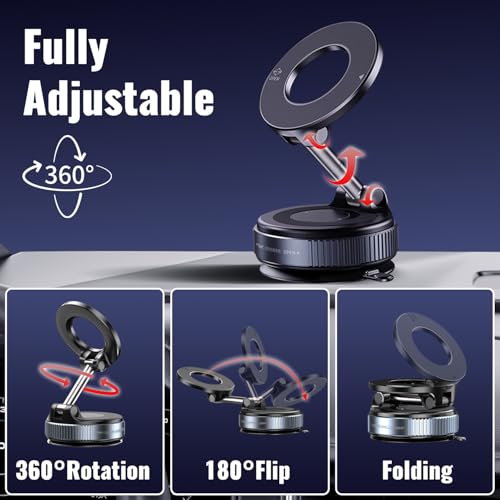 Minson’s BestShop Vacuum Magnetic Phone Holder for Smooth Surfaces, Black