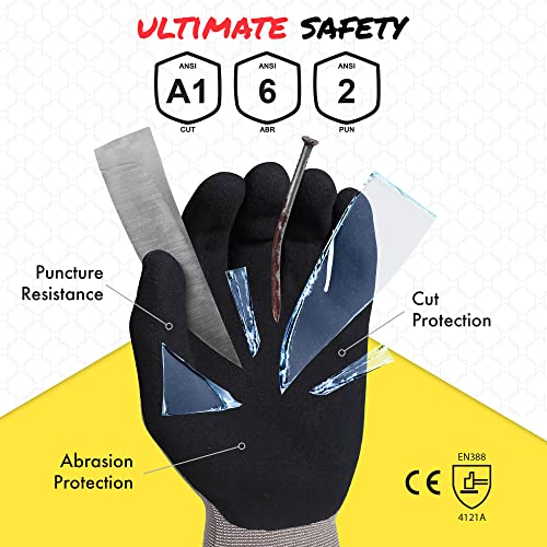 Quest Protective Apparel Cut Resistant Work Gloves (ANSI A1) – Lightweight Gloves for Gardening,DIY, Mechanical & General Handling – Breathable Grip Gloves for Men & Women – Large, Case of 72 - size: Large, style: Pack of 72