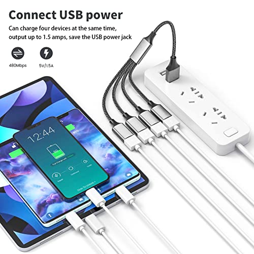 Fidioto 4USB Extention Cable,USB 1 Male to 4 Female Extension Cord Connector,Four USB Port Extender Hub,Data&Charger Power Split Adapter - style: 1 in 4 out-10in
