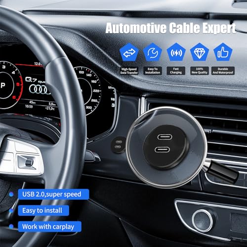 Dual Port USB A 2.0 Male to USB C 2.0 Female Extension Cable,Flush Mount Waterproof Panel Cable for Car,Truck,Boat,Motorcycle Dashboard 3.3ft - style: Dual USB A-C 2.0