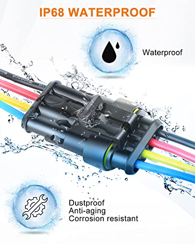 NAOEVO 4 Pin Connector Waterproof, 16 AWG 4 Wire Connectors, 6 Kits - size: 4 Pin