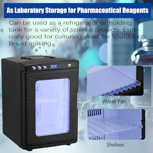 GarveeTech Scientific Incubator 25 L, Digital Laboratory Incubator with AC & DC Power, Reptile Incubators for Hatching Eggs with Precise Temperature Control from 10 to 60°C (72°F to 140°F), Black
