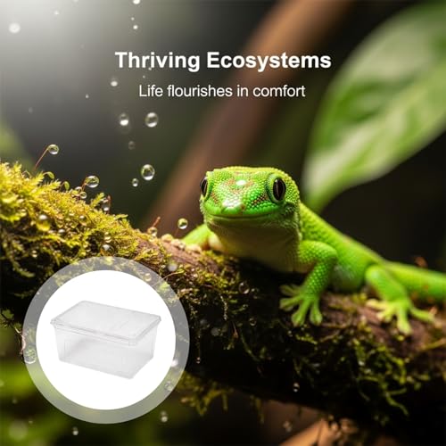 2 Pcs Small Reptile Breeding Box, Portable Clear Plastic Feeding Hatching Container, Space-Saving Terrarium for Small Pets, 7.5 x 4.9 x 3 in
