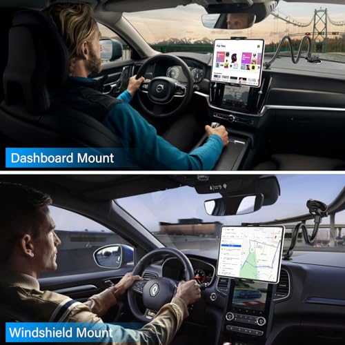 Dashboard Windshield Car Tablet Mount - 13 inch Flexible Gooseneck Arm
