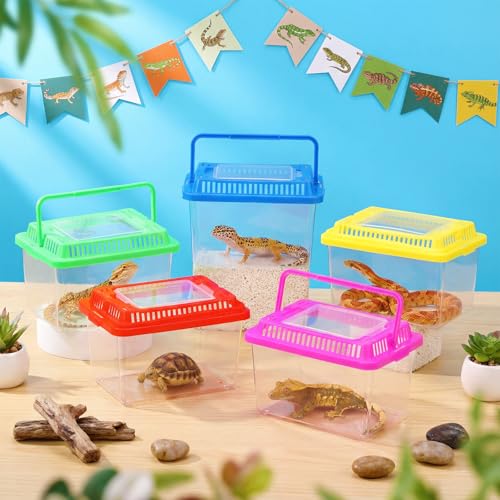 LemonRoad 25 Pcs Plastic Reptile Terrariums Carrier Cage Enclosure Snake Breeding Box Hatching Container Fish Tank with Ventilated Lid for Tarantula Spider Turtle Lizard (Classic,5.9x4.3x3.7 Inch) - color: Classic, size: 5.9x4.3x3.7 Inch