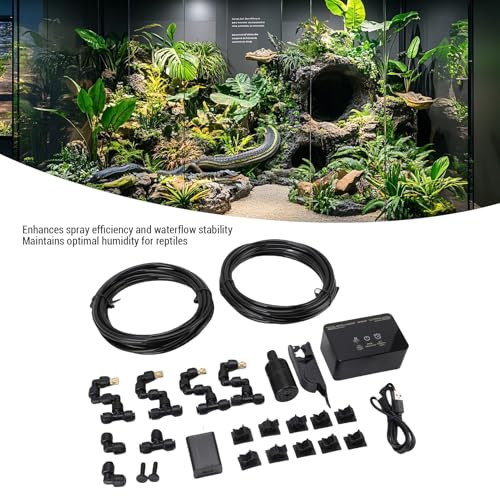 Reptile Humidifiers Smart Mister System Timer Function Automatic with Copper Nozzles for Spray Kit for Rainforest Reptiles Watering Plants Enhancing Gardens Cooling in Greenhou